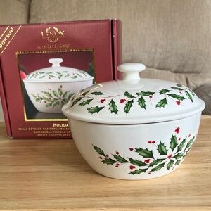 Lenox Festive Holly Casserole Dish - White with Green and Red Accents